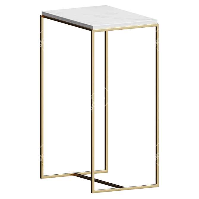 VENICE White Marble & Gilded Metal Side Table 3D model image 1