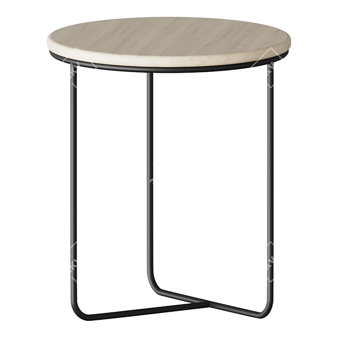 Elegant Paulownia-black Metal Side Table 3D model image 1