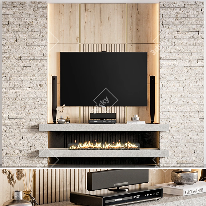 Modern TV Wall Unit: High Quality & Detailed 3D model image 1