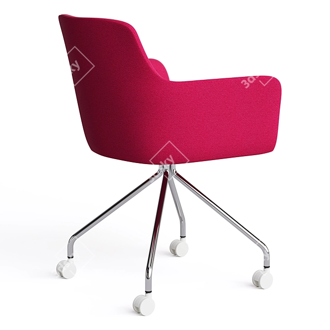 City Office Chair: Fabric & Metal Legs w/ Casters 3D model image 4