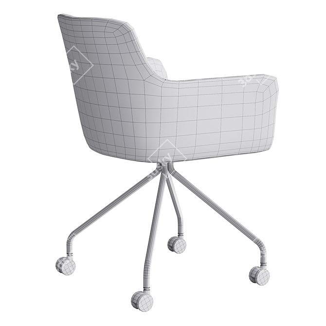 City Office Chair: Fabric & Metal Legs w/ Casters 3D model image 7