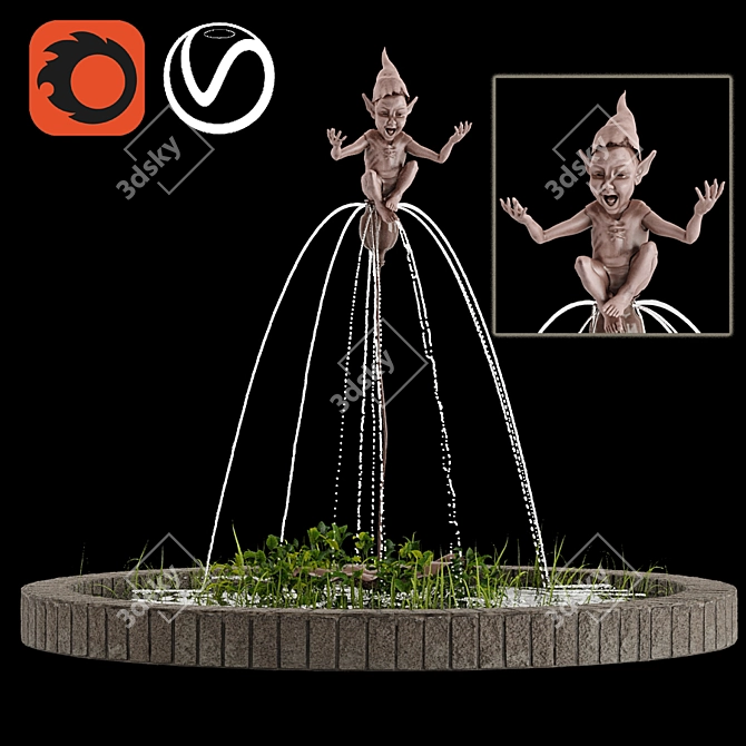 Exquisite Water Fountains: Vray+Corona-Ready Garden Décor 3D model image 1