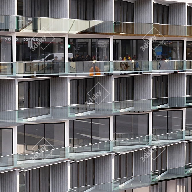 Modern Residential Building with Detailed Facade Details 3D model image 4