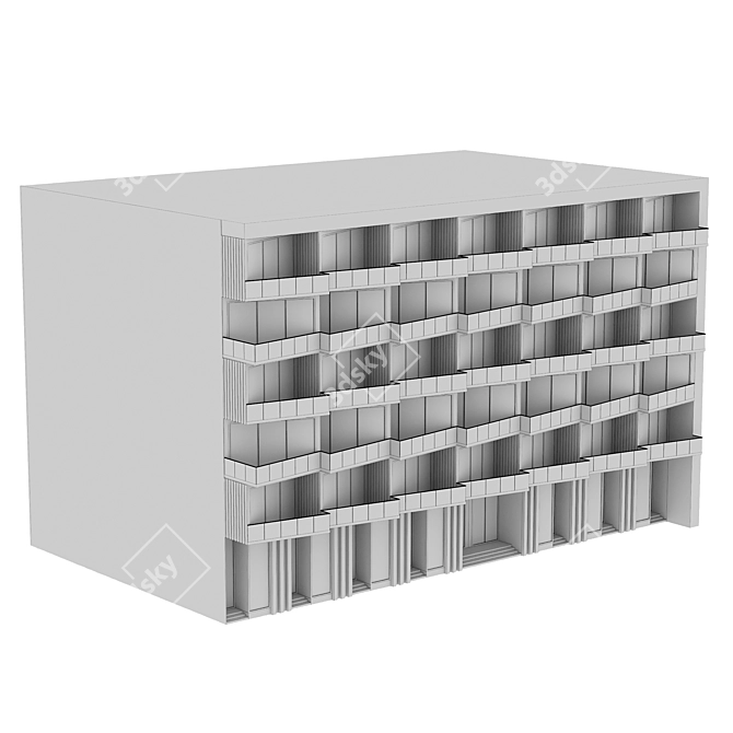 Modern Residential Building with Detailed Facade Details 3D model image 5