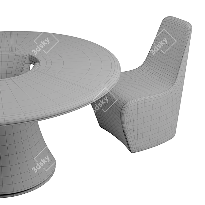 Enso Tie: Designer Chair with Walnut Table | Giorgetti 3D model image 7