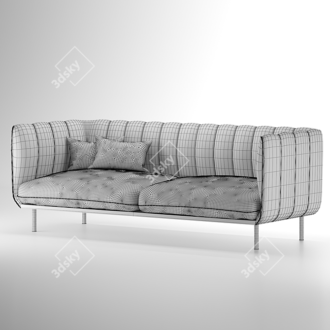 Luxurious Velvet Sofa 3D model image 3