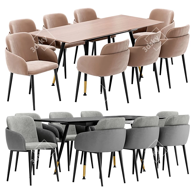 Modern Freeman Dining Set: Chair & Table 3D model image 1