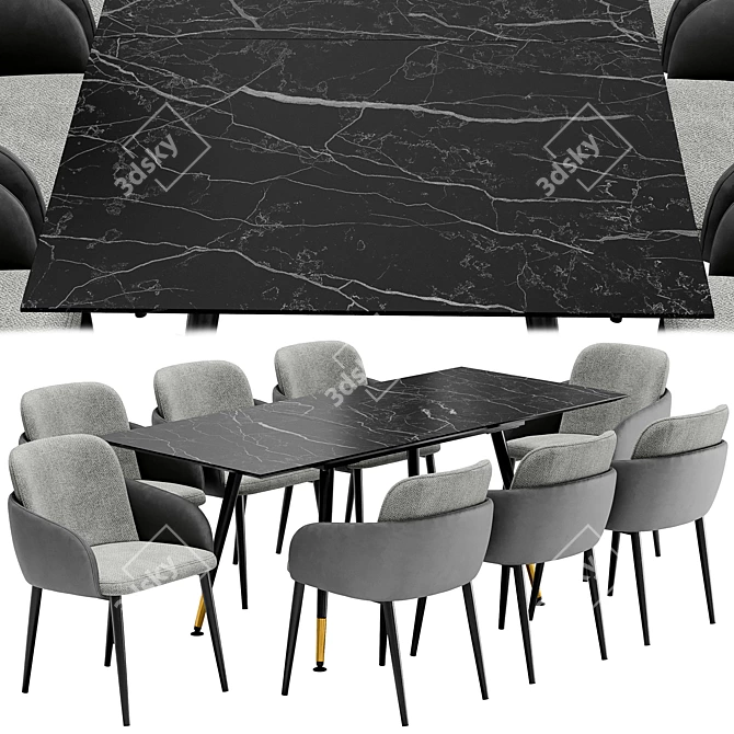 Modern Freeman Dining Set: Chair & Table 3D model image 4