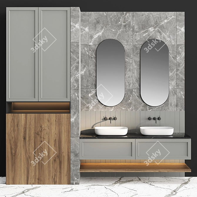 Modern Bathroom Furniture Set 3D model image 3