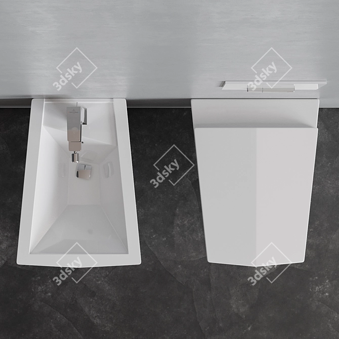 Olympia Crystal Wall-Hung WC & Bidet 3D model image 5