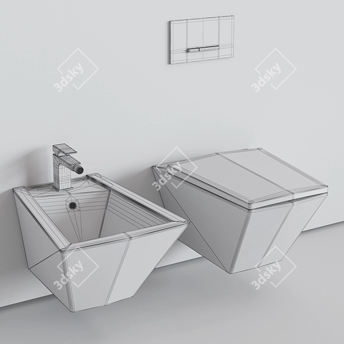 Olympia Crystal Wall-Hung WC & Bidet 3D model image 7