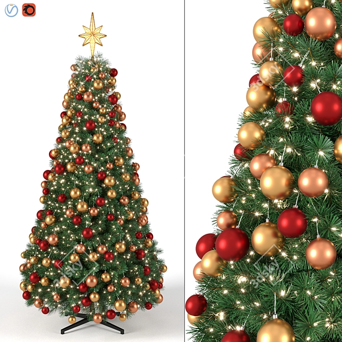 275cm Christmas Tree with Lights & Toys | High-Quality 3D Model 3D model image 1