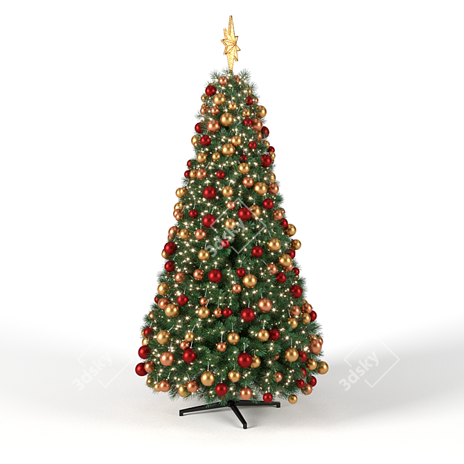 275cm Christmas Tree with Lights & Toys | High-Quality 3D Model 3D model image 3