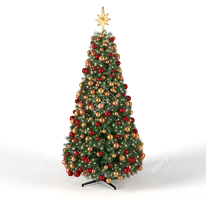 275cm Christmas Tree with Lights & Toys | High-Quality 3D Model 3D model image 5