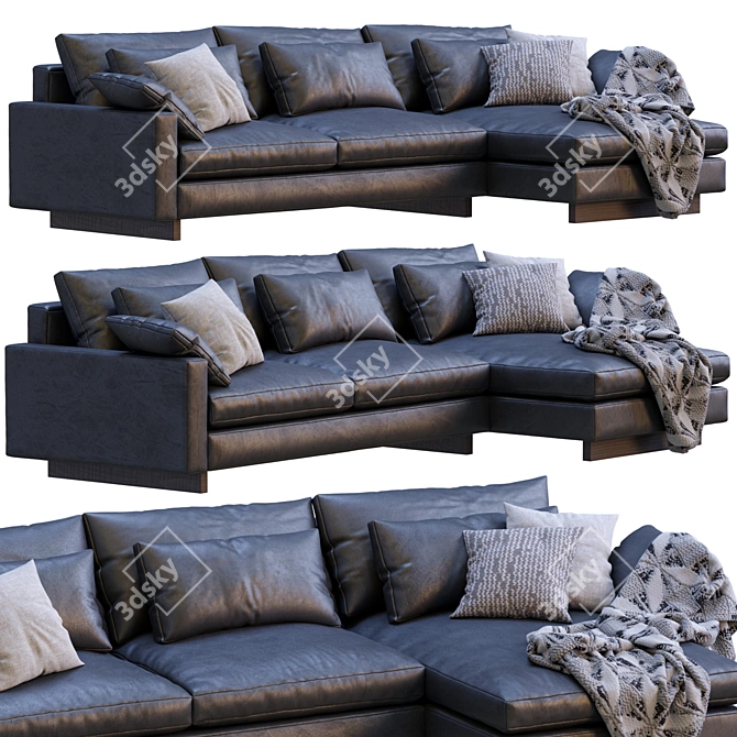 Elegant Harmony Leather Sofa 3D model image 1