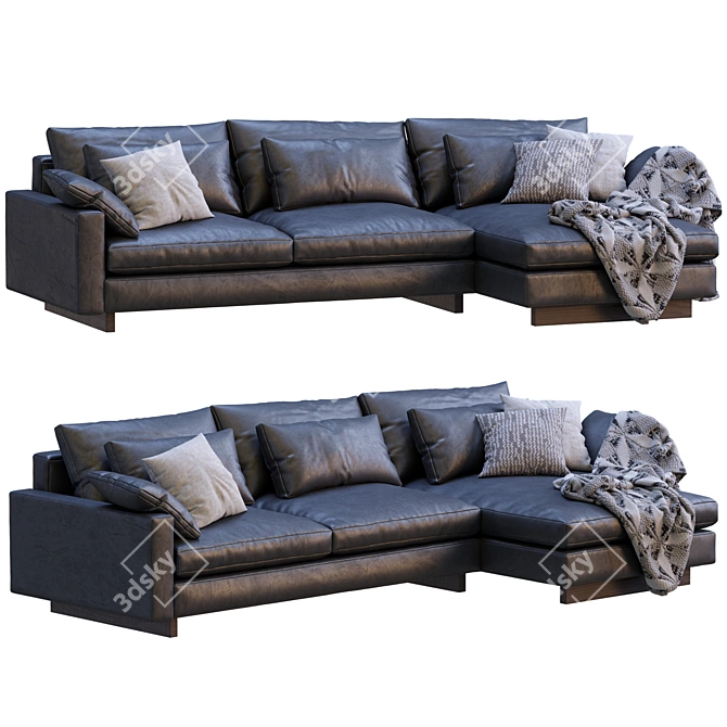 Elegant Harmony Leather Sofa 3D model image 2