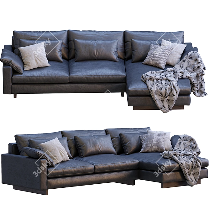 Elegant Harmony Leather Sofa 3D model image 3