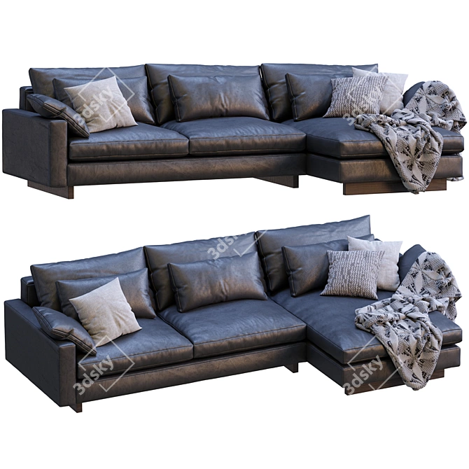 Elegant Harmony Leather Sofa 3D model image 4