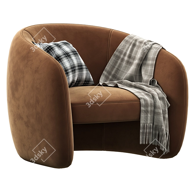 Kearney Wide Tufted Barrel Chair 3D model image 2