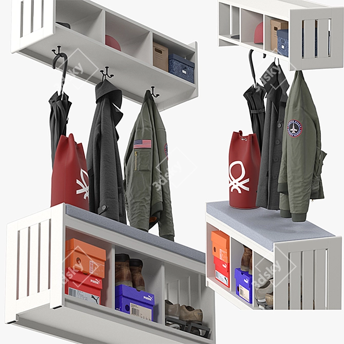 Sleek Hat and Coat Rack 3D model image 3