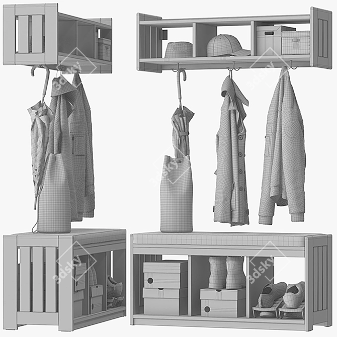 Sleek Hat and Coat Rack 3D model image 5