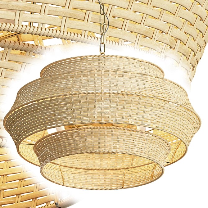 Elegant Paloma Rattan Pendant 3D model image 2