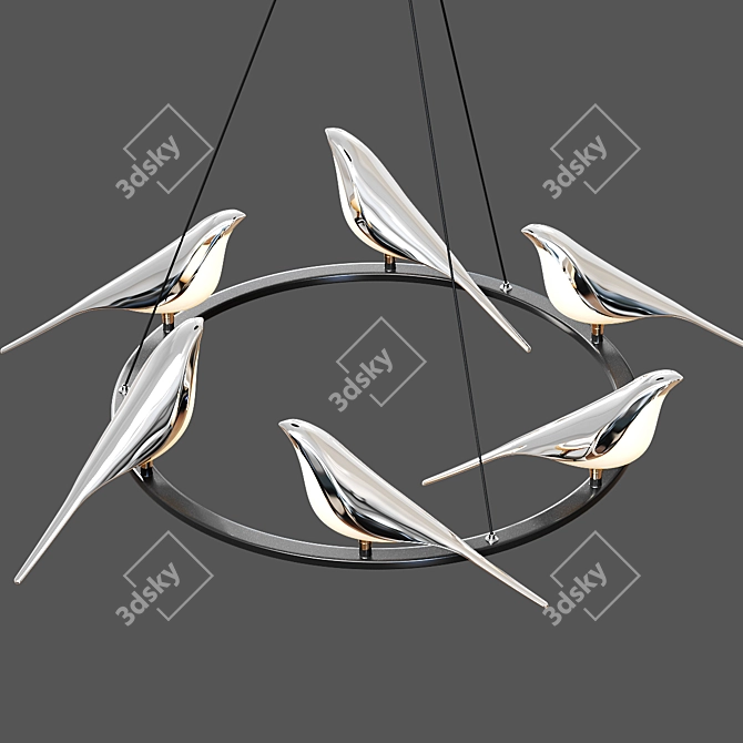 Golden Bird LED Chandelier 3D model image 4