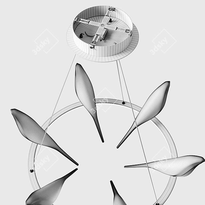 Golden Bird LED Chandelier 3D model image 7