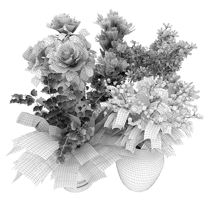 Nature's Beauty Bouquet - Pine & Flower Indoor Collection 3D model image 7