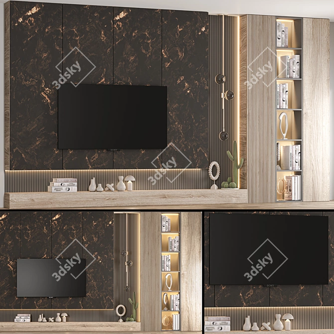 Modern TV Wall Unit - 2015 Design 3D model image 2