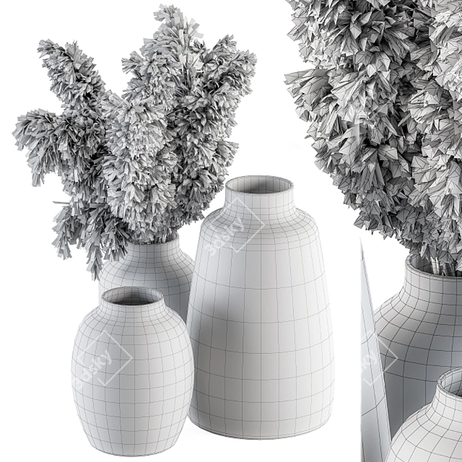 Elegant Vase and Plant Set 3D model image 4