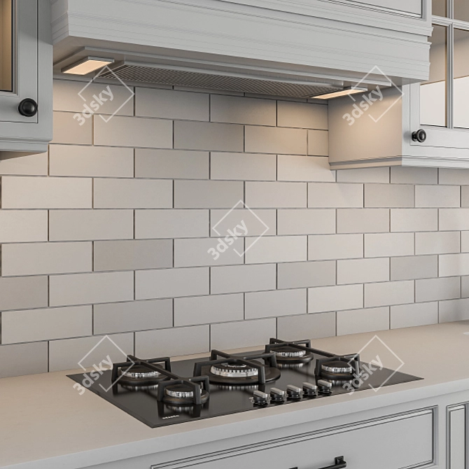 NeoClassic Kitchen Set - Gray/Black 3D model image 2