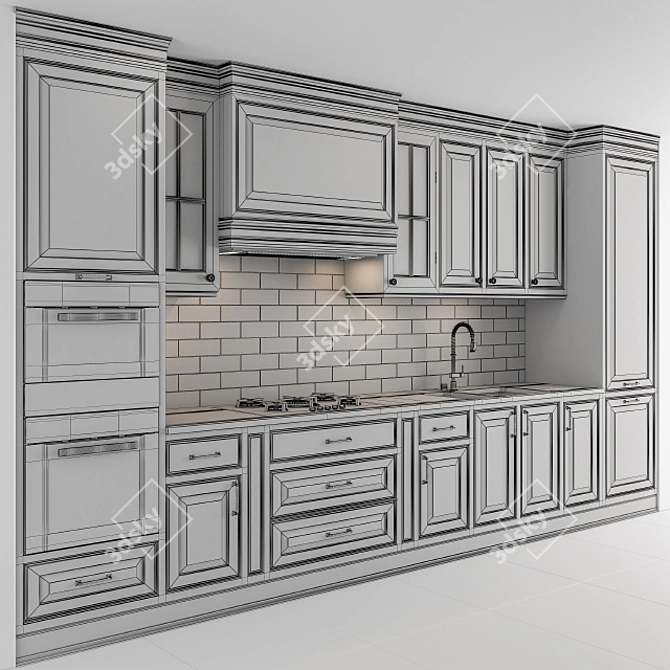 NeoClassic Kitchen Set - Gray/Black 3D model image 5