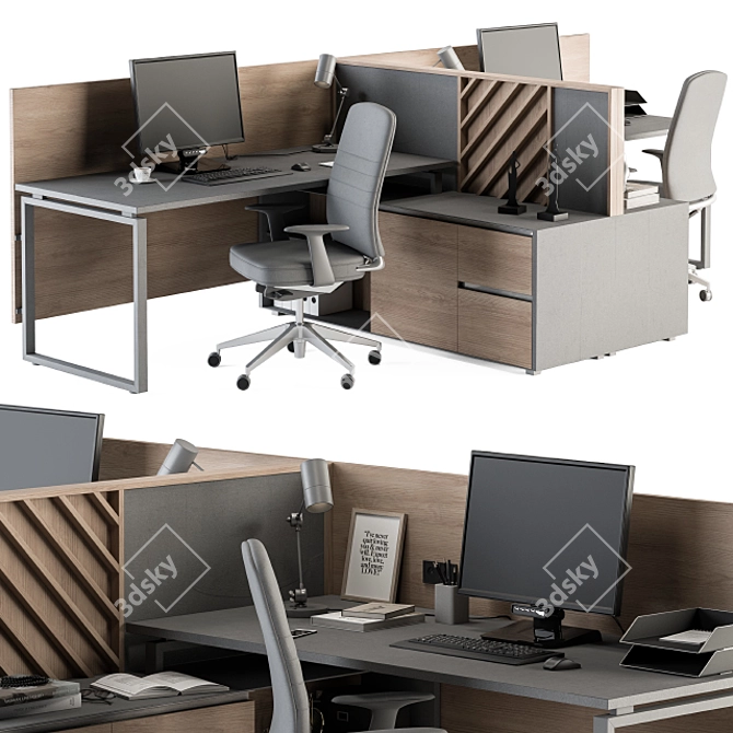 Wood and Grey Employee Set 3D model image 2