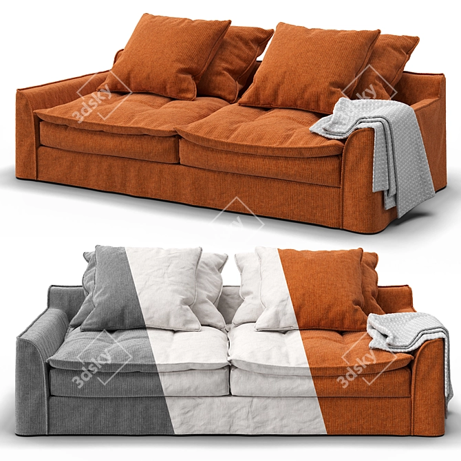 Furninova Sake 3-Seater Sofa: Modern Comfort in 3 Colors 3D model image 1