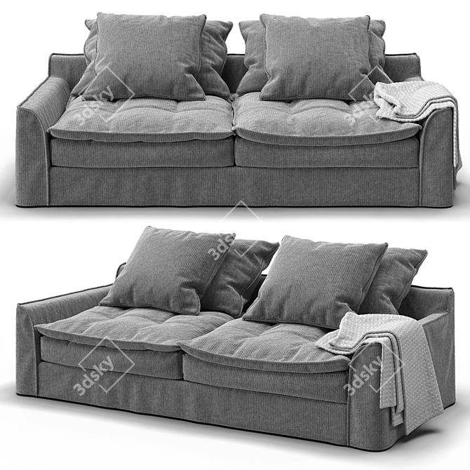 Furninova Sake 3-Seater Sofa: Modern Comfort in 3 Colors 3D model image 2