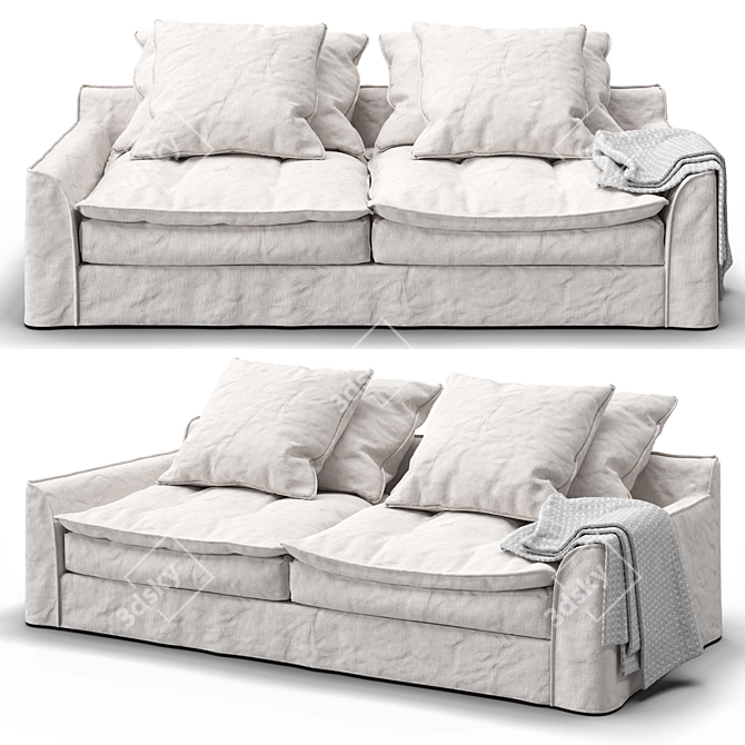 Furninova Sake 3-Seater Sofa: Modern Comfort in 3 Colors 3D model image 4