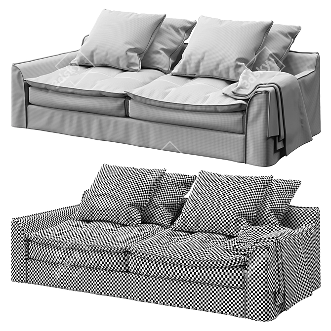 Furninova Sake 3-Seater Sofa: Modern Comfort in 3 Colors 3D model image 6