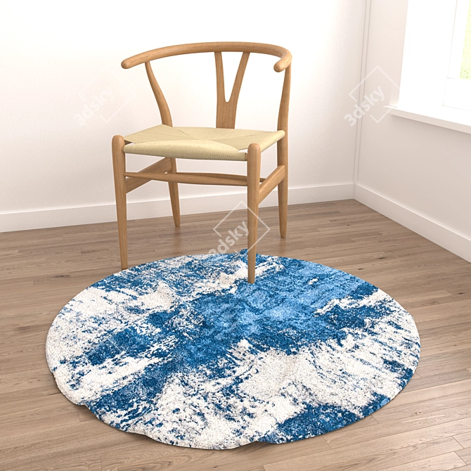 Round Rugs Set - 6 Circular Carpets 3D model image 2