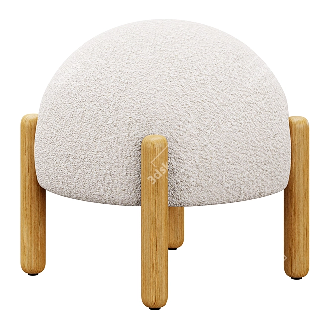 Mushroom Boucle Stool | Cozy Fabric Seating 3D model image 1