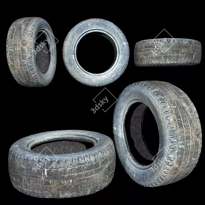Vintage Tire 3D Scan: Metal & Roughness 2K 3D model image 2