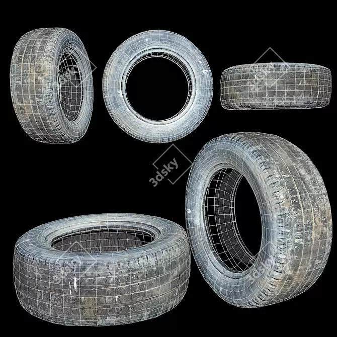 Vintage Tire 3D Scan: Metal & Roughness 2K 3D model image 3