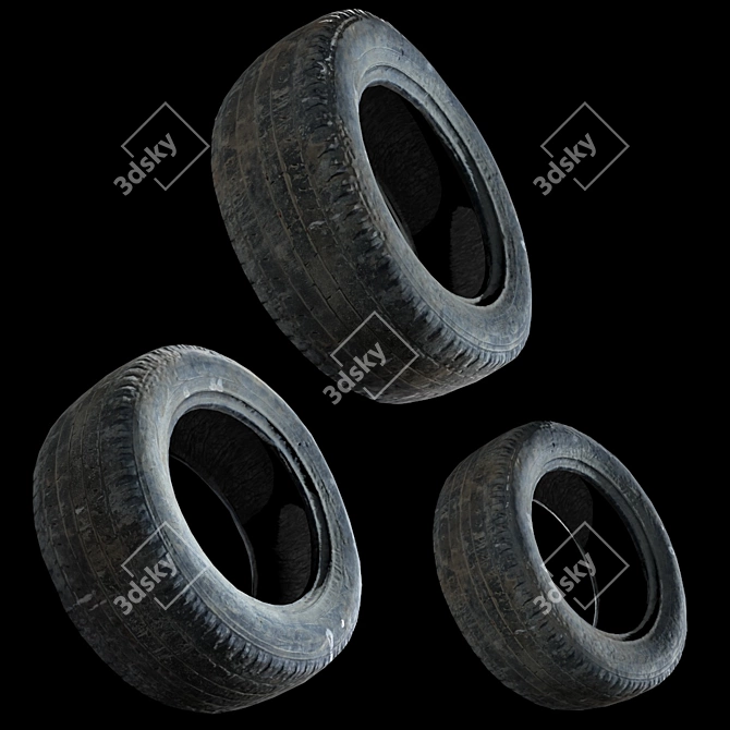 Vintage Tire 3D Scan: Metal & Roughness 2K 3D model image 4