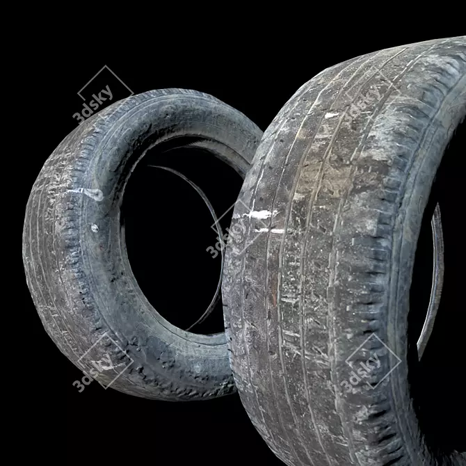 Vintage Tire 3D Scan: Metal & Roughness 2K 3D model image 5