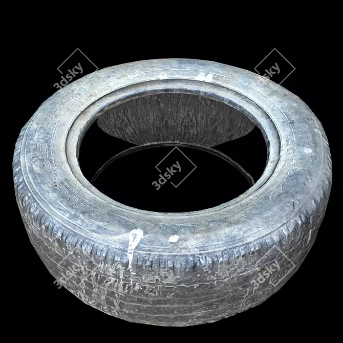 Vintage Tire 3D Scan: Metal & Roughness 2K 3D model image 6