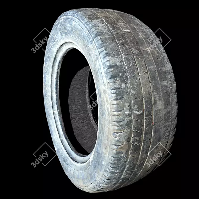 Vintage Tire 3D Scan: Metal & Roughness 2K 3D model image 1