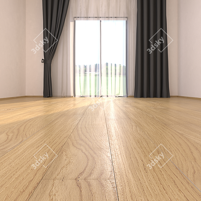 European Oak Parquet Flooring Set 3D model image 2