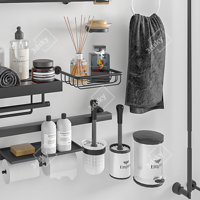 Modern Bathroom Accessories Set 3D model image 4