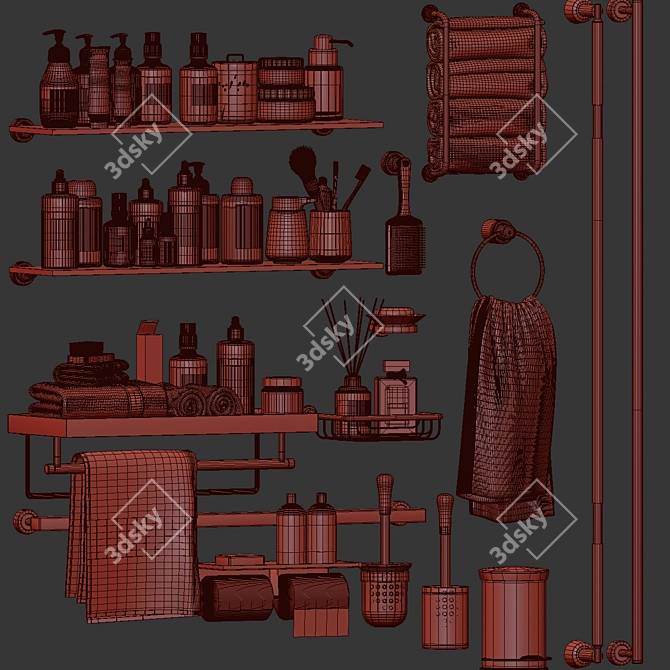 Modern Bathroom Accessories Set 3D model image 5