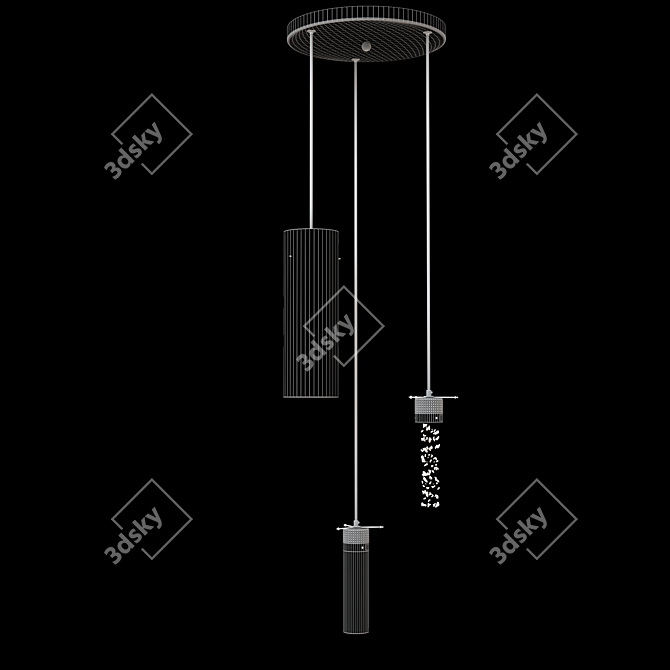 Silver Three-Light Kitchen Ceiling Fixture 3D model image 3